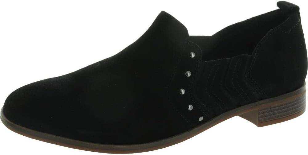 Clarks Collection Trish Bell Black Suede Studded Slip On Shooties Size 6M NWT